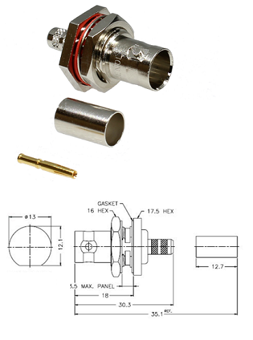 BNC Bulkhead Crimp Jack BT2003