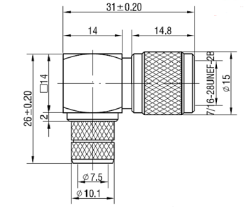 TNC Right-Angled Crimp Plug RG214