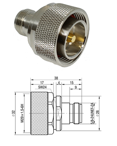 Adaptor 7/16 Male to N Female