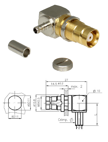  1.6/5.6 Right-Angled Bulkhead Jack ST212