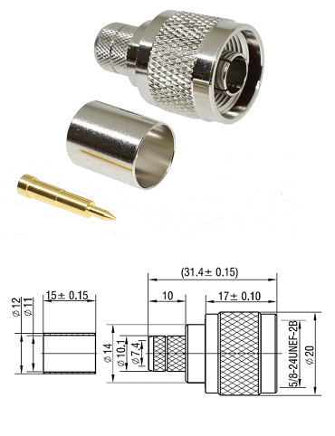 N Type Crimp Plug RG213