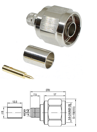 N Type Crimp Plug LMR300 (Hex Coupling)