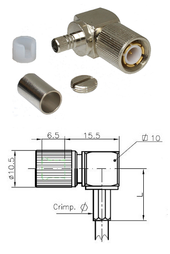 1.6/5.6 Right-Angled Crimp Plug RA7000, ST121