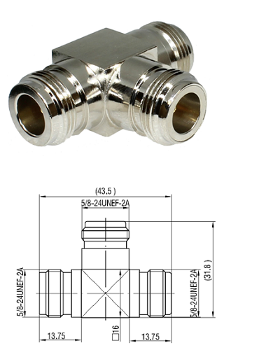 N Type Jack/Jack/Jack T-Adaptor