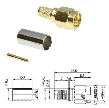 SMA-RP Crimp Plug RG223