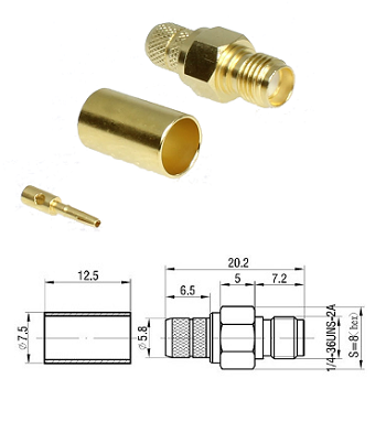 SMA Crimp Jack LMR240 (Solder Pin)