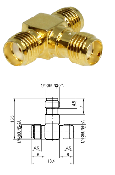 SMA Jack/Jack/Jack T-Adaptor