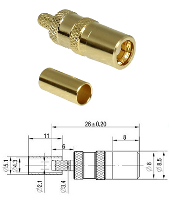 SMB 75 ohm Straight Plug SYV-75-2-2