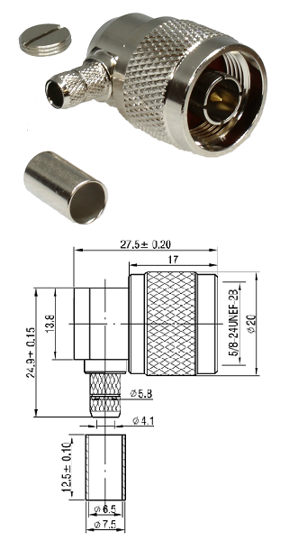 N Type Right-Angled Crimp Plug LMR240